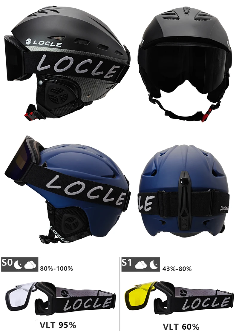 LOCLE Magnetische Skibrille Männer Frauen Doppelschichten Flip Up Snowboard Maske Skibrillen Antibeschlag OTG Motorrad Schneemobil Brille – Detail 1
