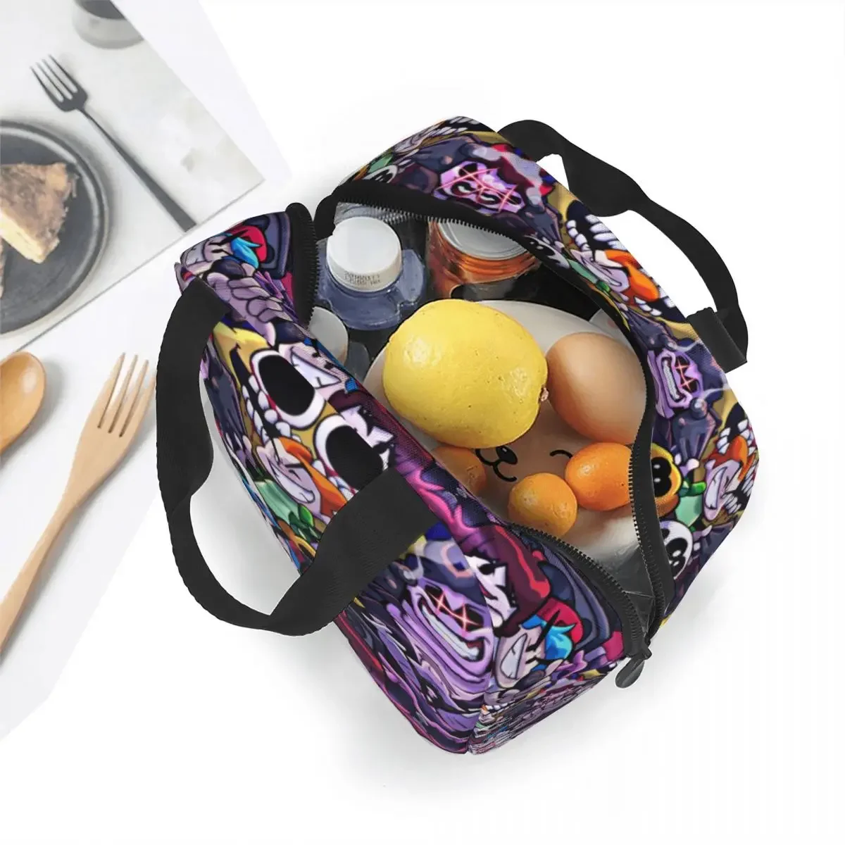 Friday Night Funkin Characters Fnf Insulated Lunch Bags Reusable Cooler Bag Tote Lunch Box School Picnic Food Storage Bags