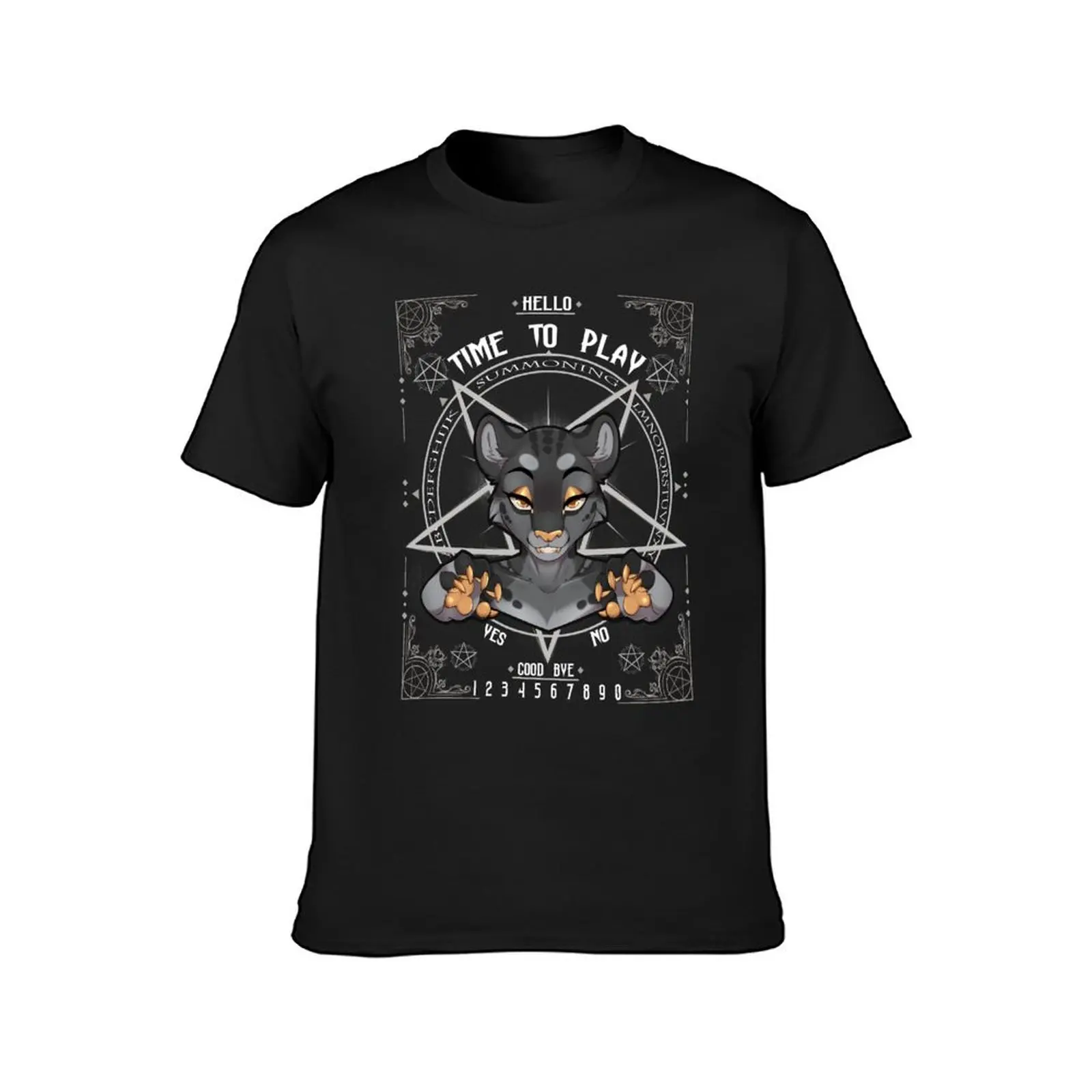 Ouija Cat Black T-Shirt kawaii clothes heavyweights customs design your own men clothes