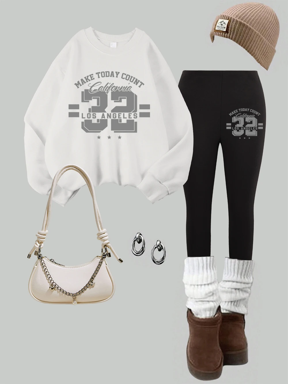 2 Piece Women Make Today Count Usa Printing Sweatshirt Leggings Set Fashion Fleece Thermal Hoodie Pants Autumn Woman Clothes