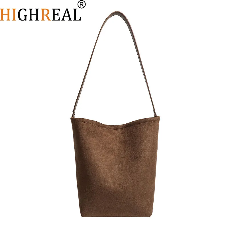 Original Design Women's Suede Buet Bag Underarm Single Oulder Bag Faionable Commuting Pure Color Winter