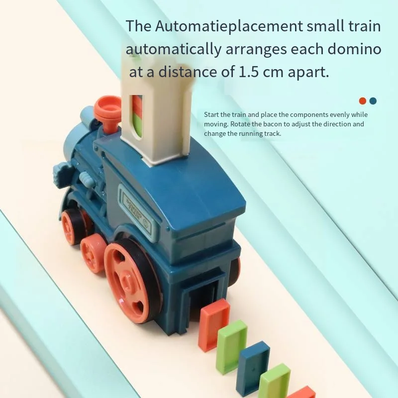 قطار الدومينو للأطفال، مجموعة الدومينو الملونة الكهربائية الأوتوماتيكية، ألعاب تعليمية كتل هدية للأولاد والبنات