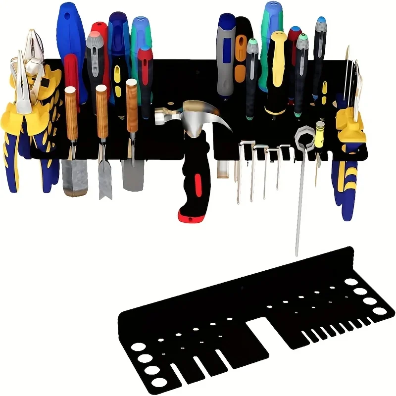 Organizador de herramientas de Metal resistente, estante de almacenamiento para taller de garaje montado en la pared con tornillo, soportes para martillos, ahorro de espacio, 1 ud.