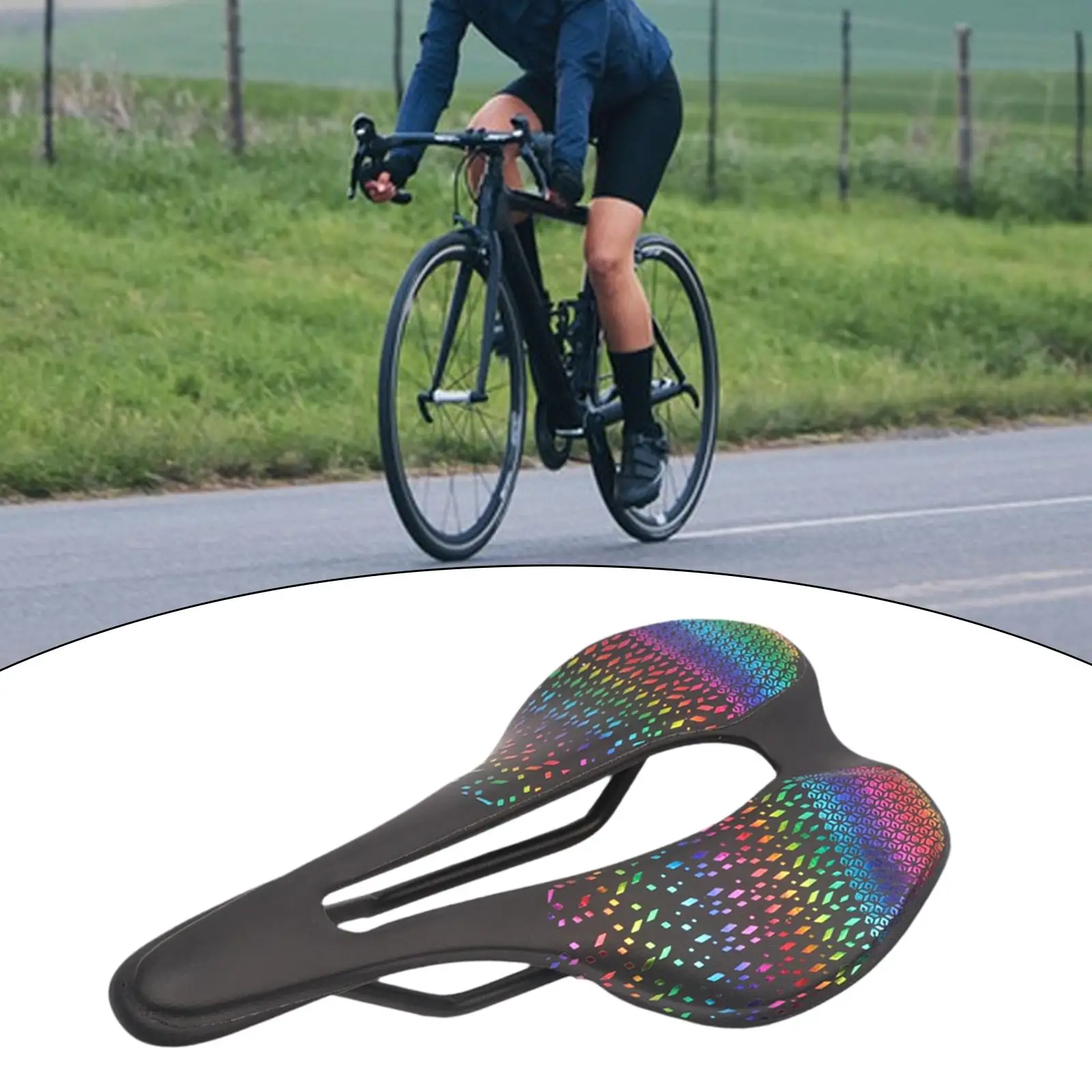 Road Bike Saddle Seat Cycling Saddle Comfort Lightweight for Men Women Cycling Parts Carbon Fiber Hollow Bicycle Seat Cushion