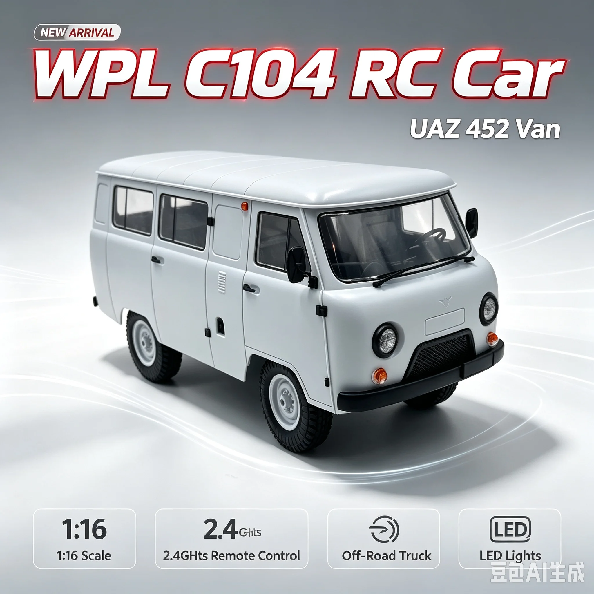 WPL New style C104 Uaz 452 Rc Car 4Wd Off Road Climbing Vehicle 370 Motor Remote Control Model Car For Hobby Adults