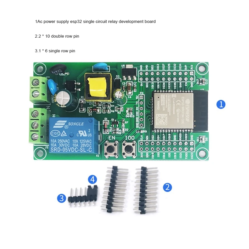 NEW-AC 구동 ESP32 와이파이 블루투스 블 단일 릴레이 모듈, 개발 보드 I/O 포트, UART 프로그램 다운로드 포트