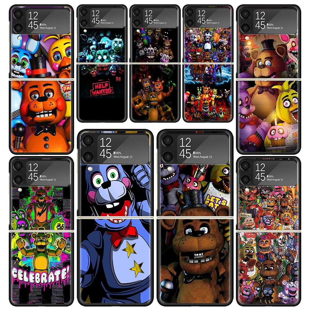 Five-Nights-At-Freddys Clear Phone Case For Samsung Z Flip 5 4 3 Galaxy ZFlip 6 5G Shockproof Hard Print Cover TPU PC Coque