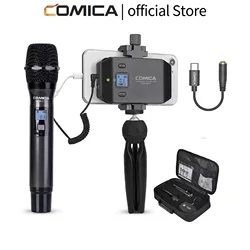 COMICA CVM-WS50H Handheld Microphone UHF Wireless Microphone 6 Channels Condenser Mic for iPhone Android Camera Gopro