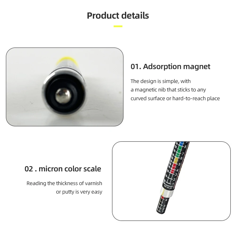 Car Paint Thickness Tester Auto Paint Coating Detection Pen with Magnetic Tip Scale Meter Varnish Thickness Measuring Instrument