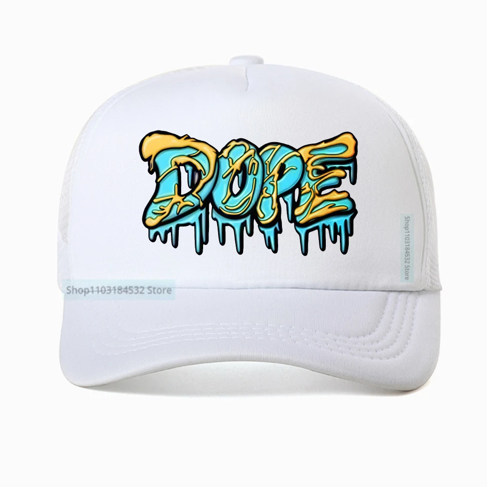 قبعة بيسبول عصرية ومبتكرة مطبوعة بحروف DOPE قبعة صيفية للرجال كاجوال قابلة للتنفس قبعة سائق الشاحنة قبعات شبكية قابلة للتعديل