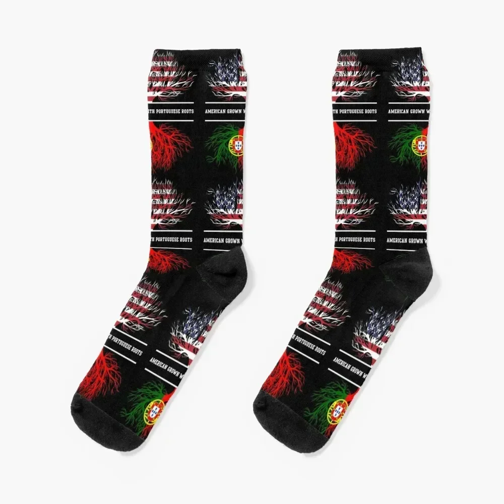 American Grown With Portuguese Roots Portugal Socks gifts warm winter anti-slip bright garter Male Socks Women's