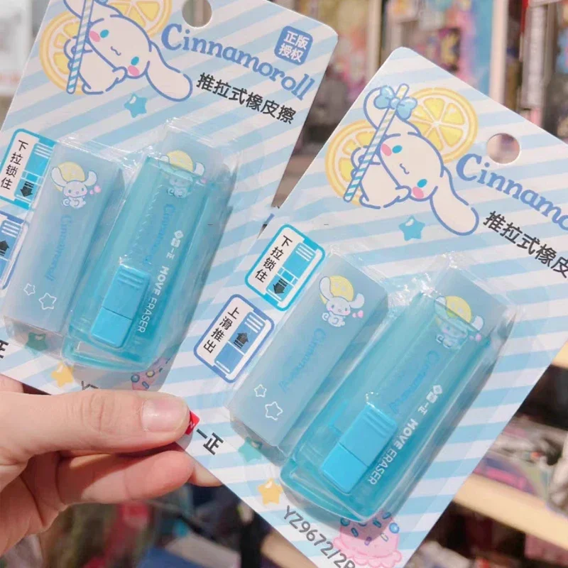 4 Styles Sanrio Mymelody Cinnamoroll Pochacco Kuromi Cartoon Eraser Pencil Cute Push-pull Pen Shape Rubber kids Stationery gift