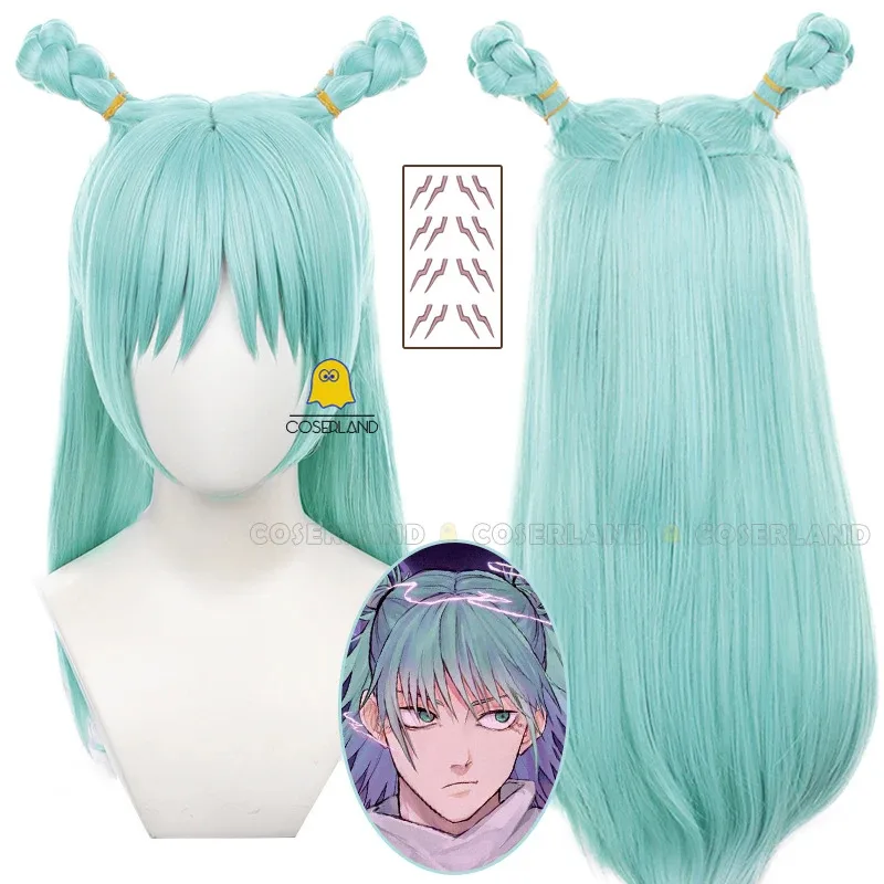 Hajime Kashimo Cosplay Costume Wig Anime Uniform The God of Lightning Cyan Hair Sticker Halloween Party Women Men