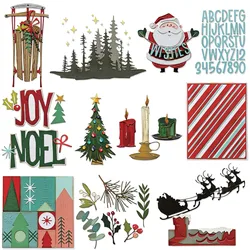 Juego de troqueles de corte de trineo de Reno, saludos de Papá Noel de Navidad, para manualidades, álbum de recortes, fabricación de tarjetas, reuniones festivas, troqueladas