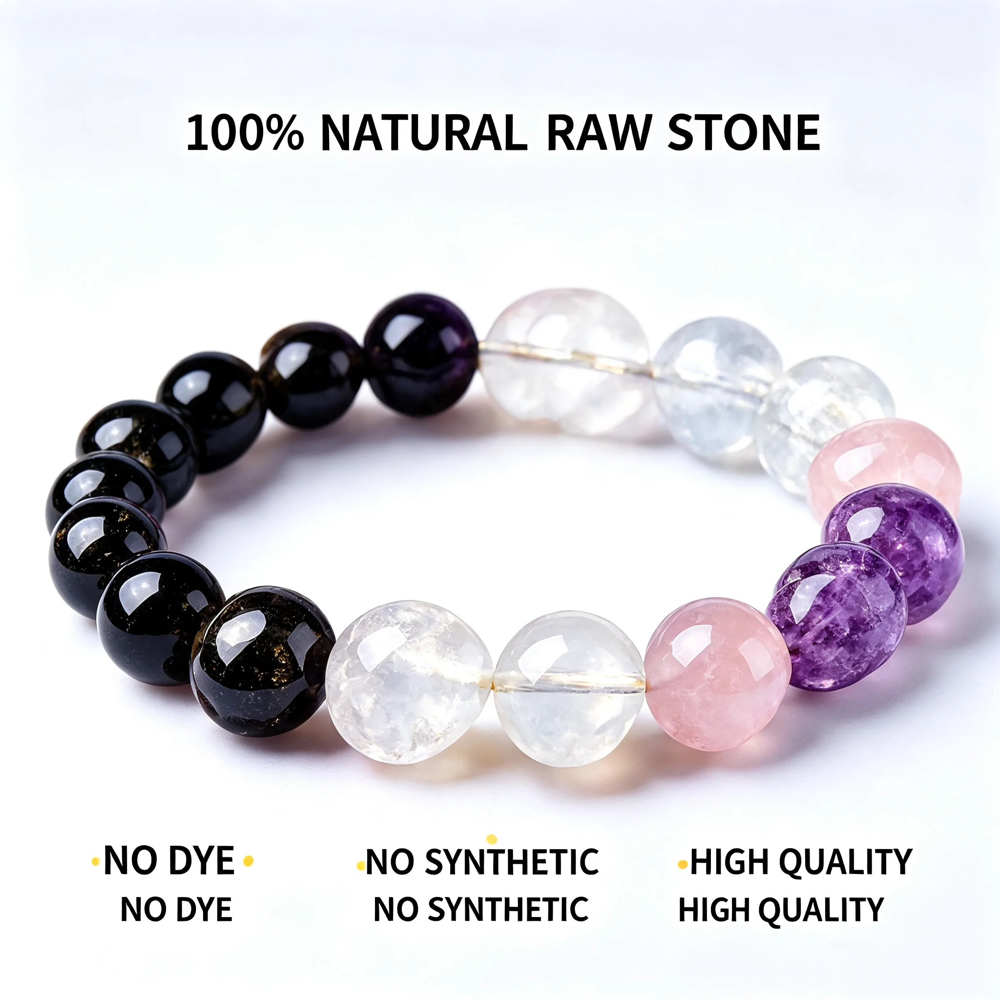 1pc Natural Gemstone Beaded Bracelet Mixed Raw Crystal Elastic Stretch Bracelet Bulk Wholesale Healing Stone Jewelry for Women