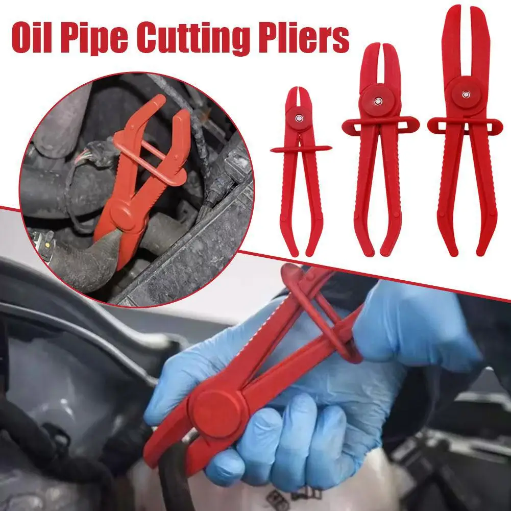 3pcs Red Bagged Plastic Oil Pipe Cutting Pliers Oil Pipe Sealing Pliers Automotive Plastic Pliers Car Oil Pipe Clamp Tools