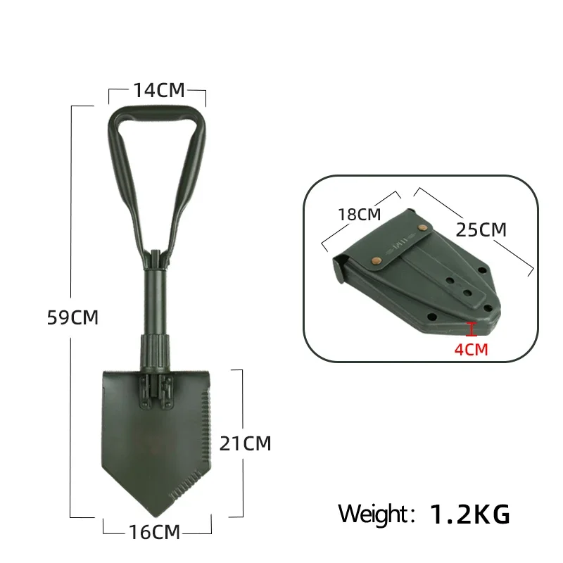 Strong 50 # Manganese Steel, Multi-Function Folding Shovel, Garden Foldable Spade Vehicle Emergency T