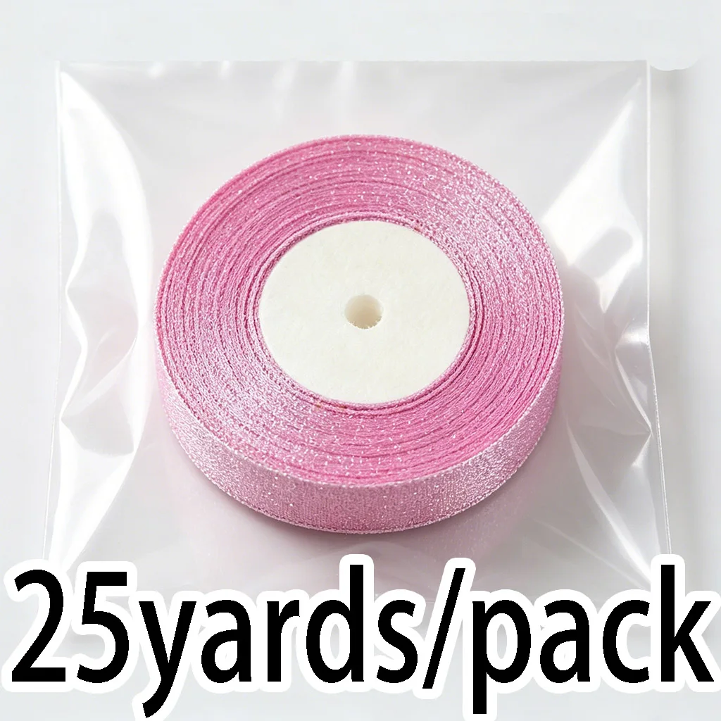 (25 yards/lot) nastro rosa in poliestere Confezione natalizia Nastri quadrati di alta qualità 6/10/20/25/40mm