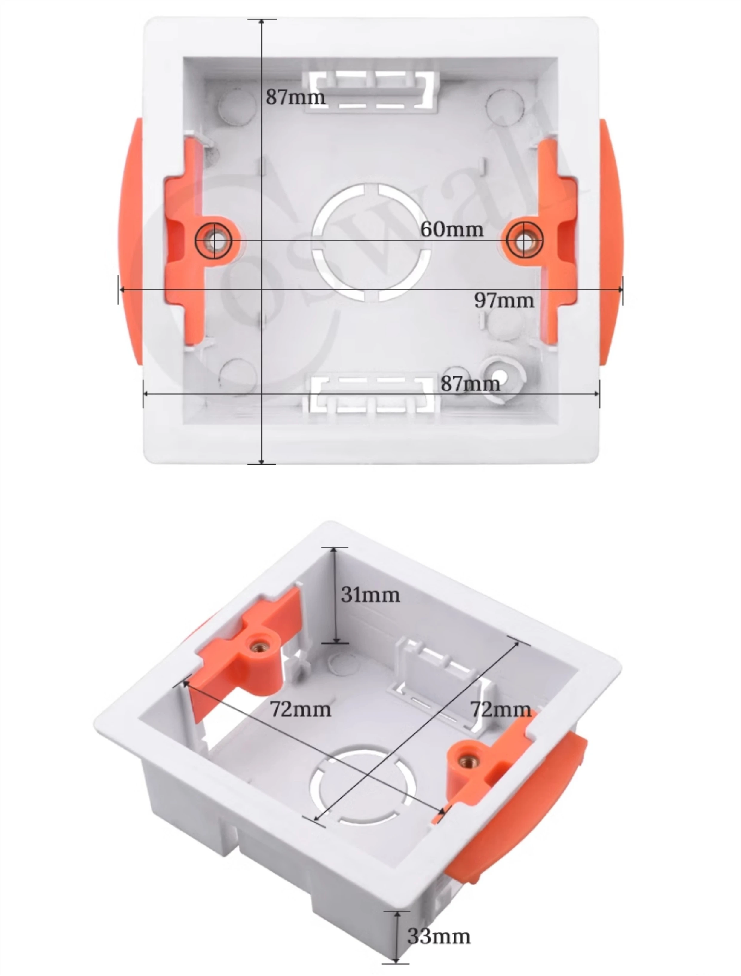 86/146/172 UK style Dry Lining Box For Gypsum Board 35mm Depth Wall Internal Mounting Cassette Switch BOX