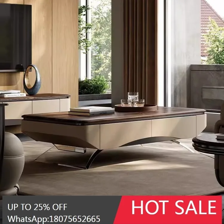 

SGF acrylic coffee table TV cabinet combination living room solid wood Italian light luxury wood coffee table