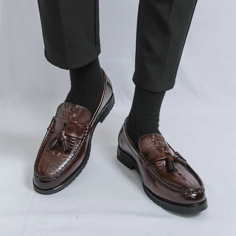 

Мужские лоферы, классическая деловая мужская обувь из искусственной кожи с кисточками, размеры 38-46