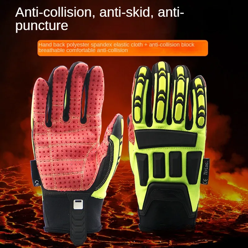 Anti-cutting TPR Anti-collision Mechanical Wear-resistant Anti-slip Anti-stab Anti-impact Rescue Gloves for Petroleum Mining