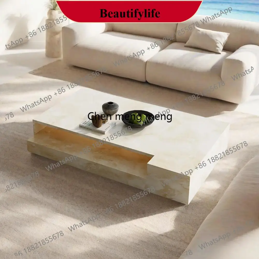 D132 "Pink Jade Marble Coffee Table - Luxury Slate Stone Rectangular Designer Tea Table Custom Living Room Centerpiece"