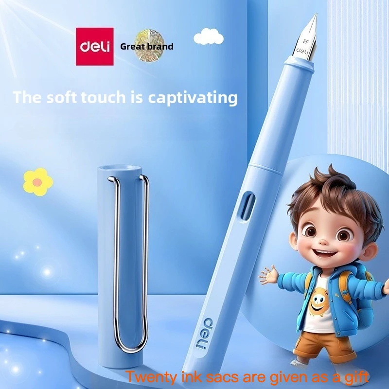 

Deli Calligraphy Pen for Beginners - Fountain Pen with Comfort Grip & Refillable Ink Cartridge, Elegant Design Writing Practice