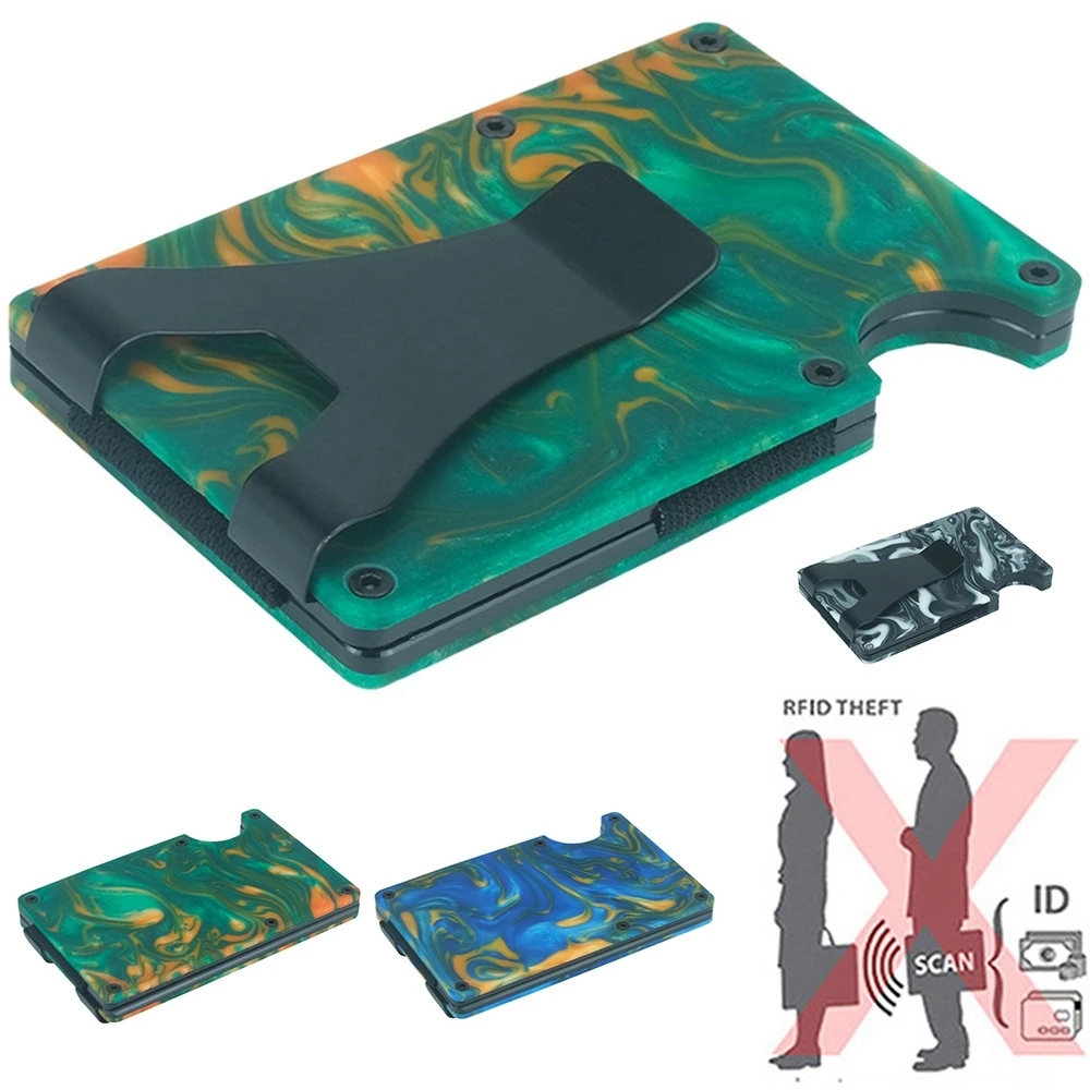 Credit Card ID Business Holder Resin Wallet Money Clip RFID Blocking for Men Multitool Bank Case Portomonee Purses Tarjetero