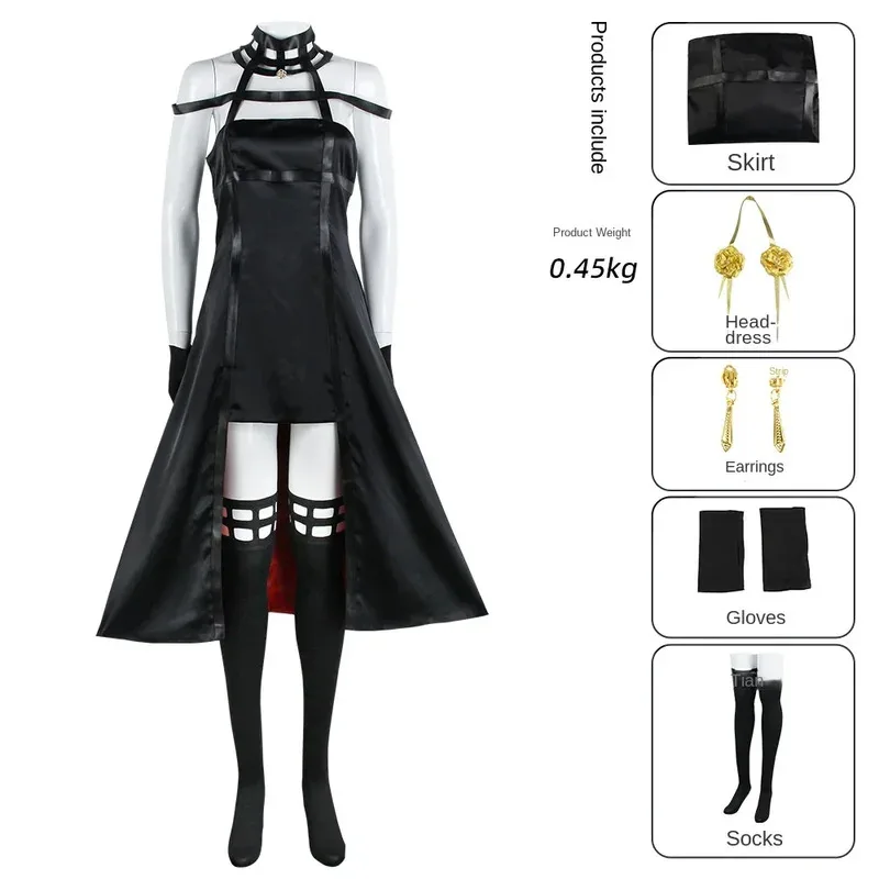 Espía familia Yor Forger Cosplay Anime asesino asesino gótico Halter vestido negro traje uniforme disfraz om [8