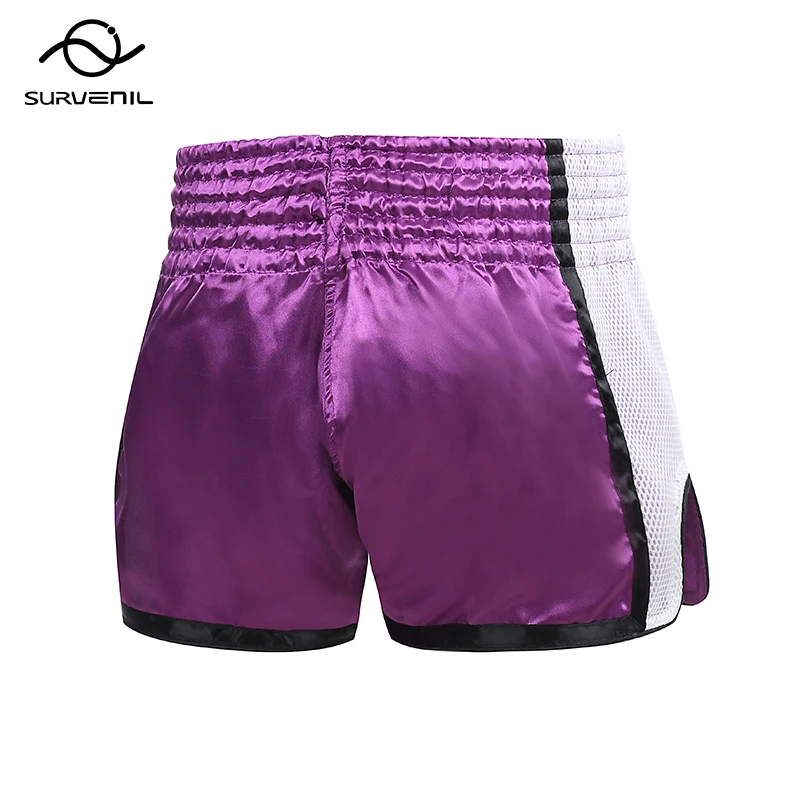 الملاكمة التايلاندية السراويل سراويل ملاكمة الرجال النساء الطفل تنفس فنون الدفاع عن النفس MMA موحدة رياضة القتال كيك بوكسينغ السراويل الوردي الأرجواني #4