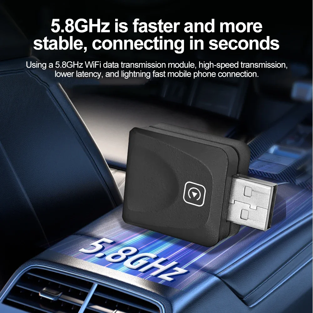 Kebidumei 2in1 Wireless CarPlay&Android Auto Wired to Wireless Adapter Smart USB Dongle USB&Type-C Dual Connector Fast Connect