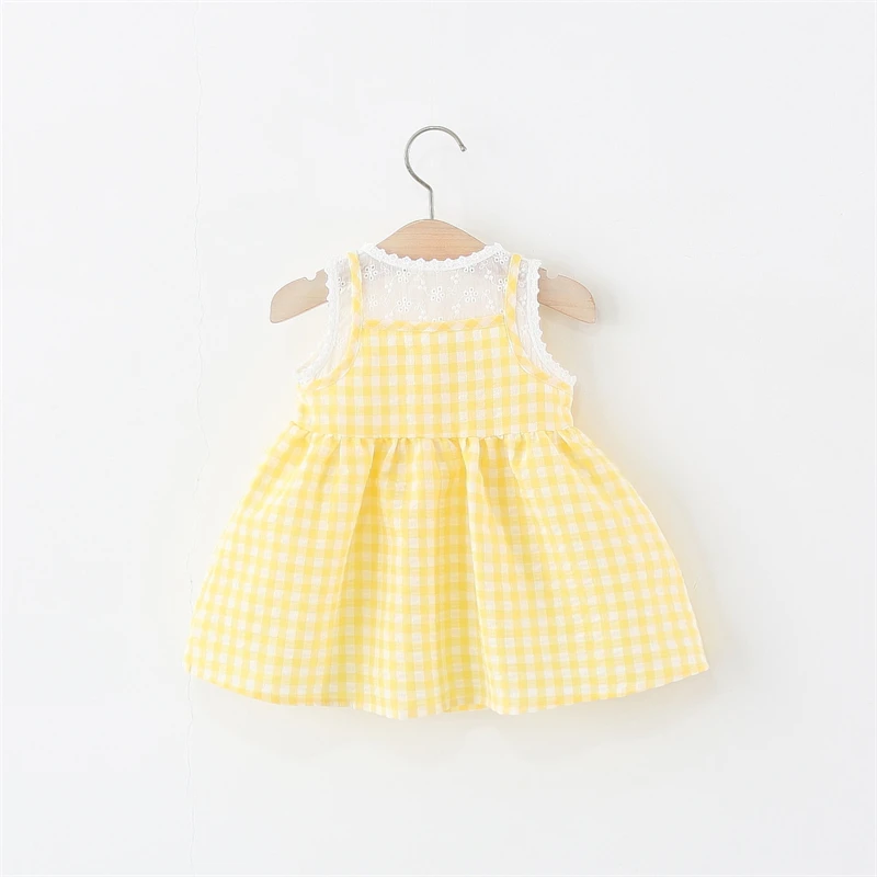 2Pcs/set Adorable Summer Children Clothing Sleeveless Lattice Newborn Dresses Lovely Flowers Baby Girls Dresses 0-4 Y Toddlers