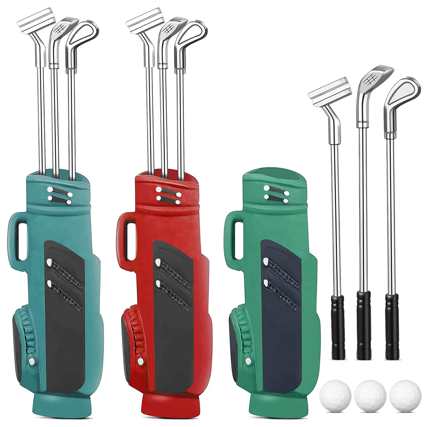 3 Set Miniature Dollhouse Accessories Sports Golf Clubs Mini Golf Club Model Toys for 1:12 Scale Dollhouse Decorations