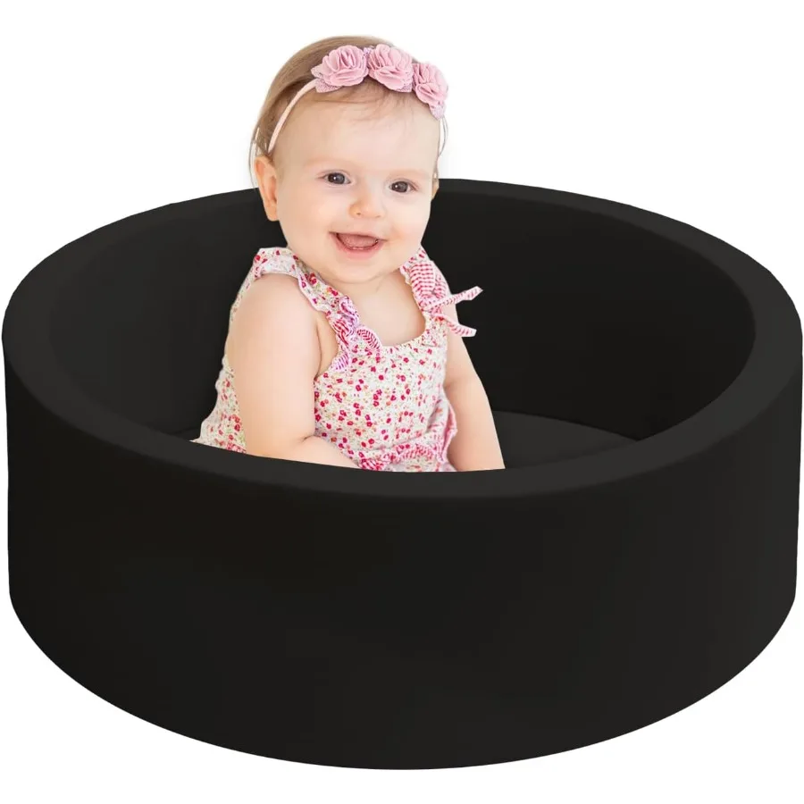 Poço de bola para bebês, 27.6 polegadas, macio, redondo, espuma de memória, bolas não incluídas, cercadinho interno e externo para bebês, crianças, ótimo presente f