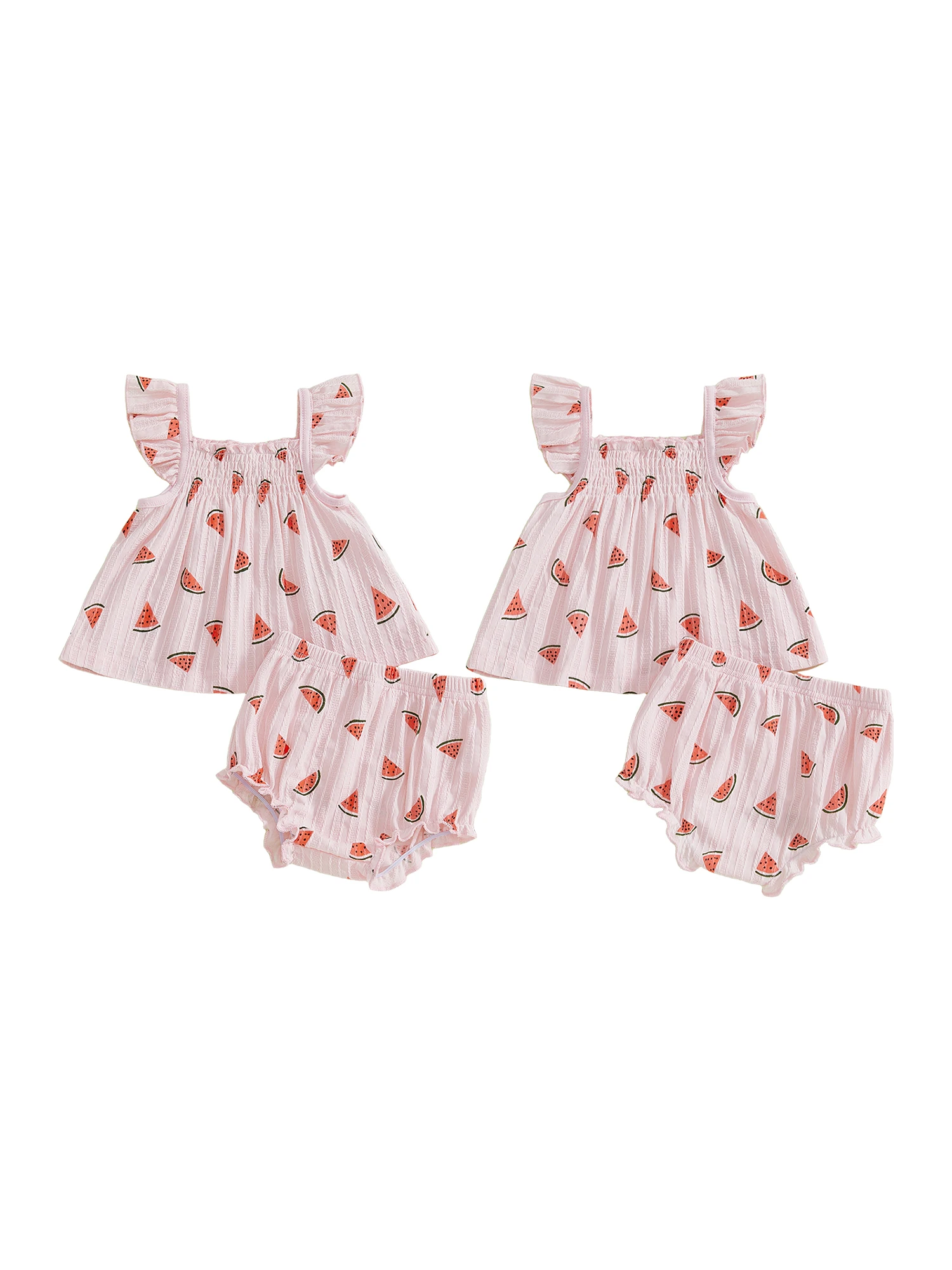 

Toddler Girl Floral Print Ruffle Sleeve Top and Denim Shorts 2 Piece Outfit Set for Summer Beach Vacation