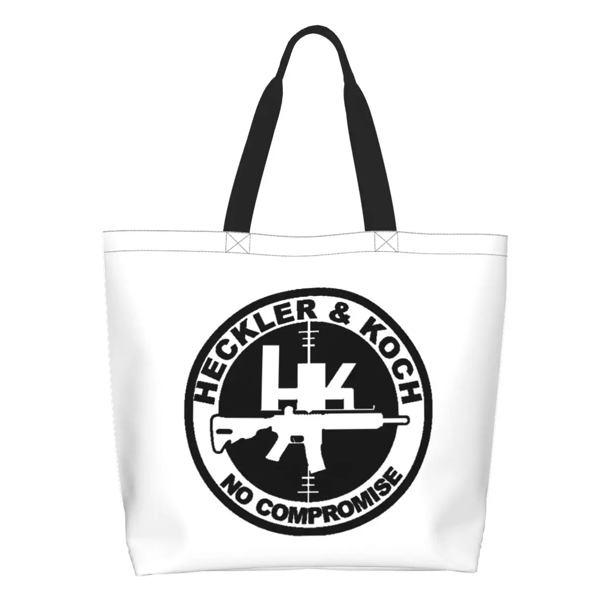 Cute Koch Heckler HK Firearms Shopping Tote Bag Reusable Groceries Canvas Shoulder Shopper Bag