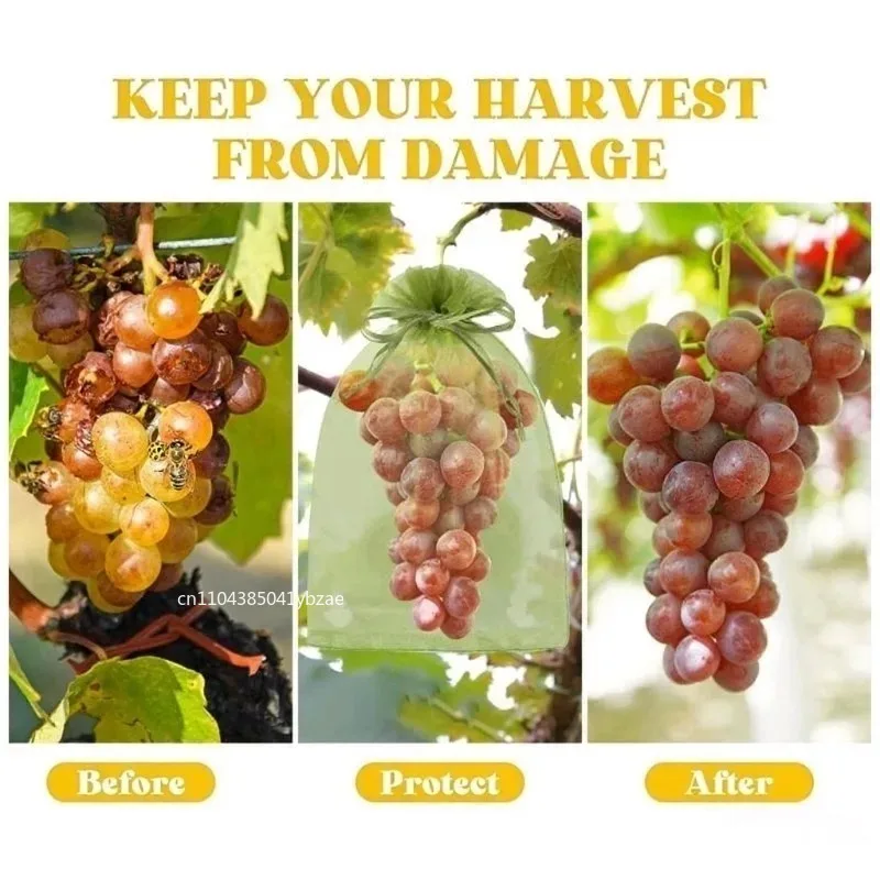 Reusable Fruit Insect Proof Drawstring Bags Plants Protection Mesh Bags Pest Barrier Covers for Fruit Trees Home Garden Supplies