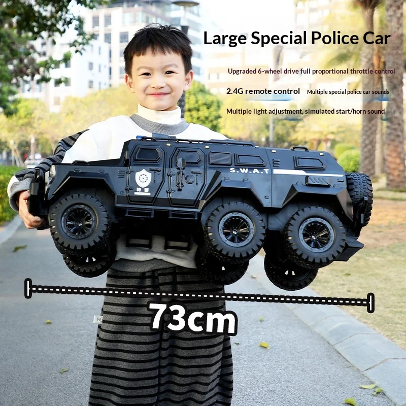 Generic Large Size Remote Control Swat Truck 2.4g Off Road Police Vehicle Model With Light Sound Effect Hobby Toy For Adults
