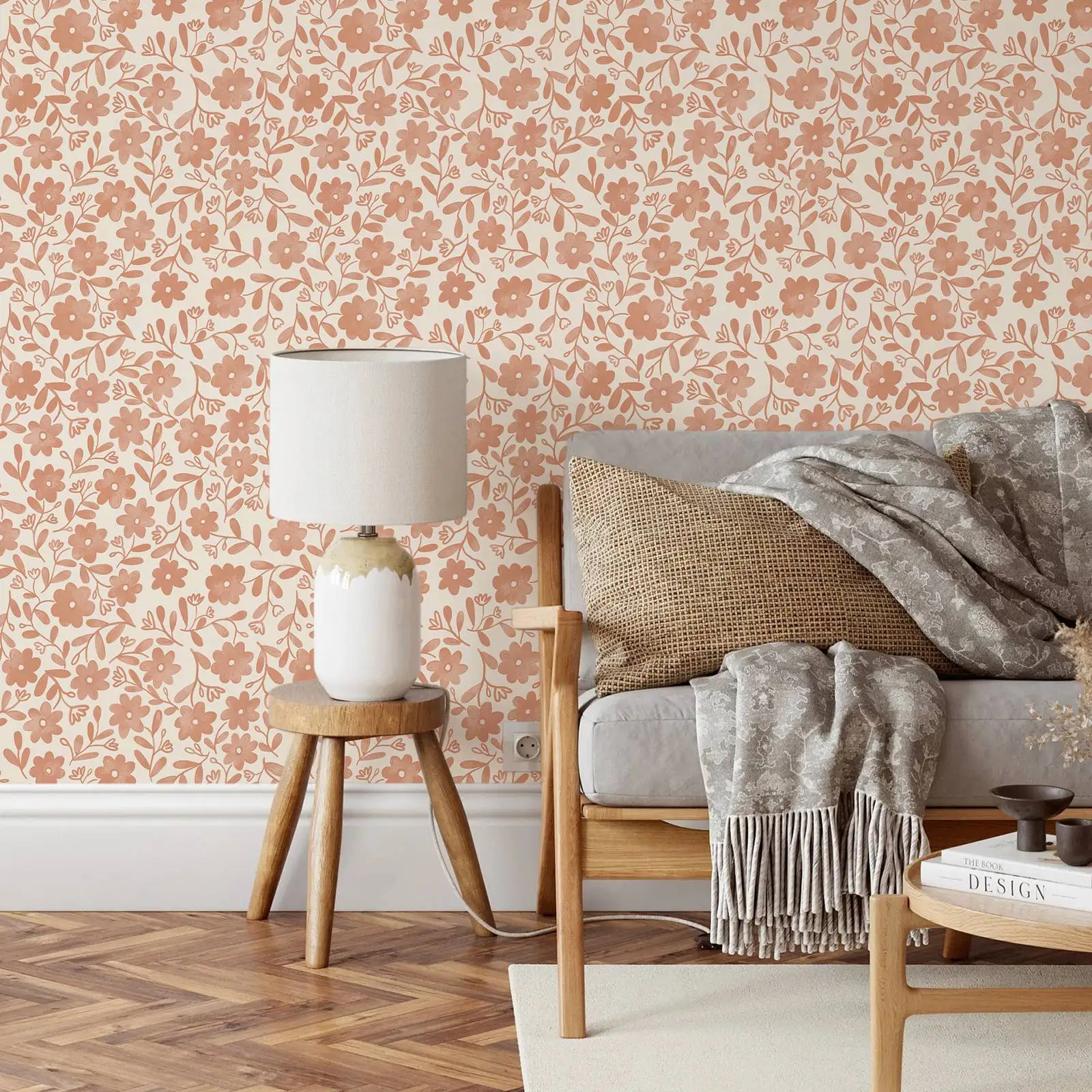 Whimsy Blooms Wallpaper. Removable Peel + Stick Or Traditional Wallpaper Options. Accent Wall.Multiple Colours Available.Floral