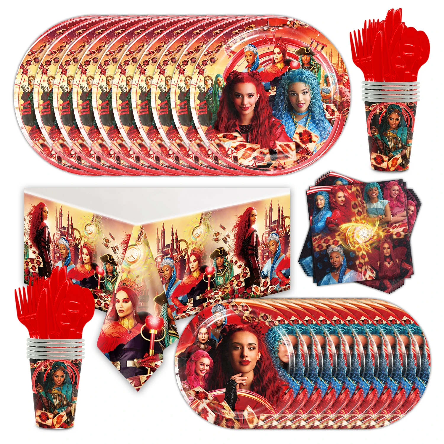 Disney Descendants The Rise of Red Party Supplies Uma Balloon Decoration Jednorazowa zastawa stołowa Tło Obrus Baby Shower