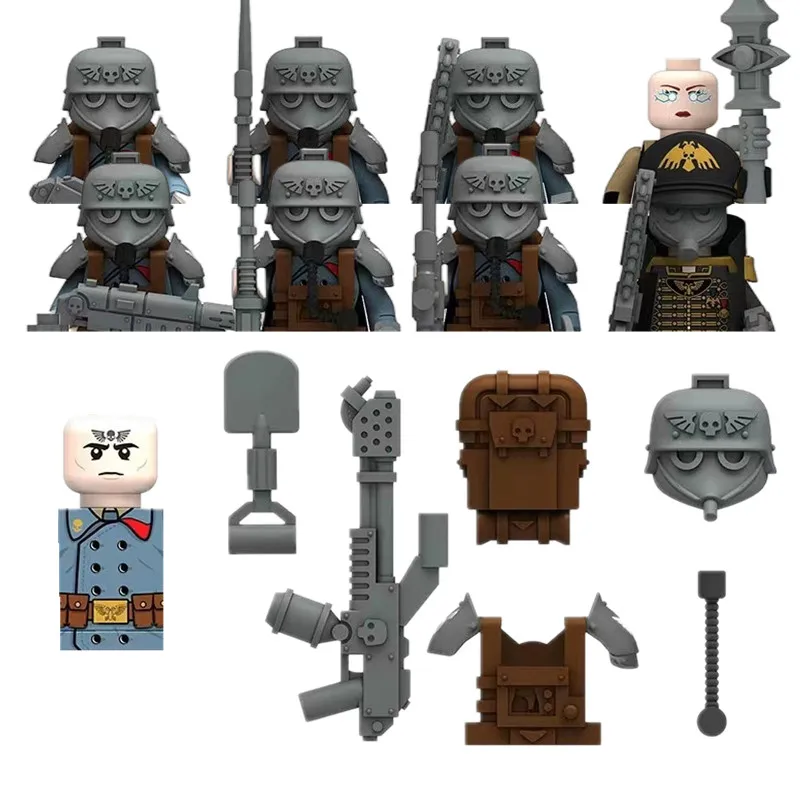 MOC Military Game Soldiers Pyro Sergeant Psyker Soldiers Weapons Figures Building Blocks Accessories Medieval Knight Horse Toys