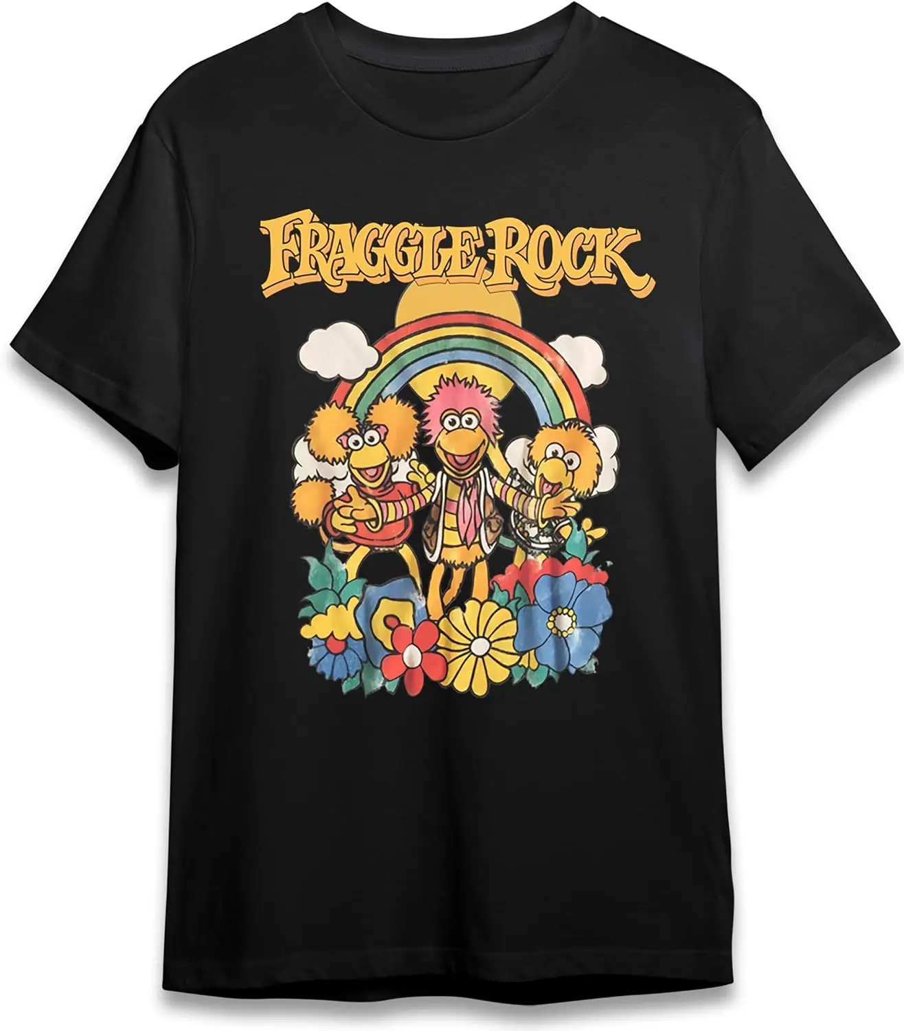 

Fraggle Rock Tshirt Cotton Short Sleeve Crewneck T Shirt Adult Unisex 80s TV Vintage Style Graphic T-Shirt Black