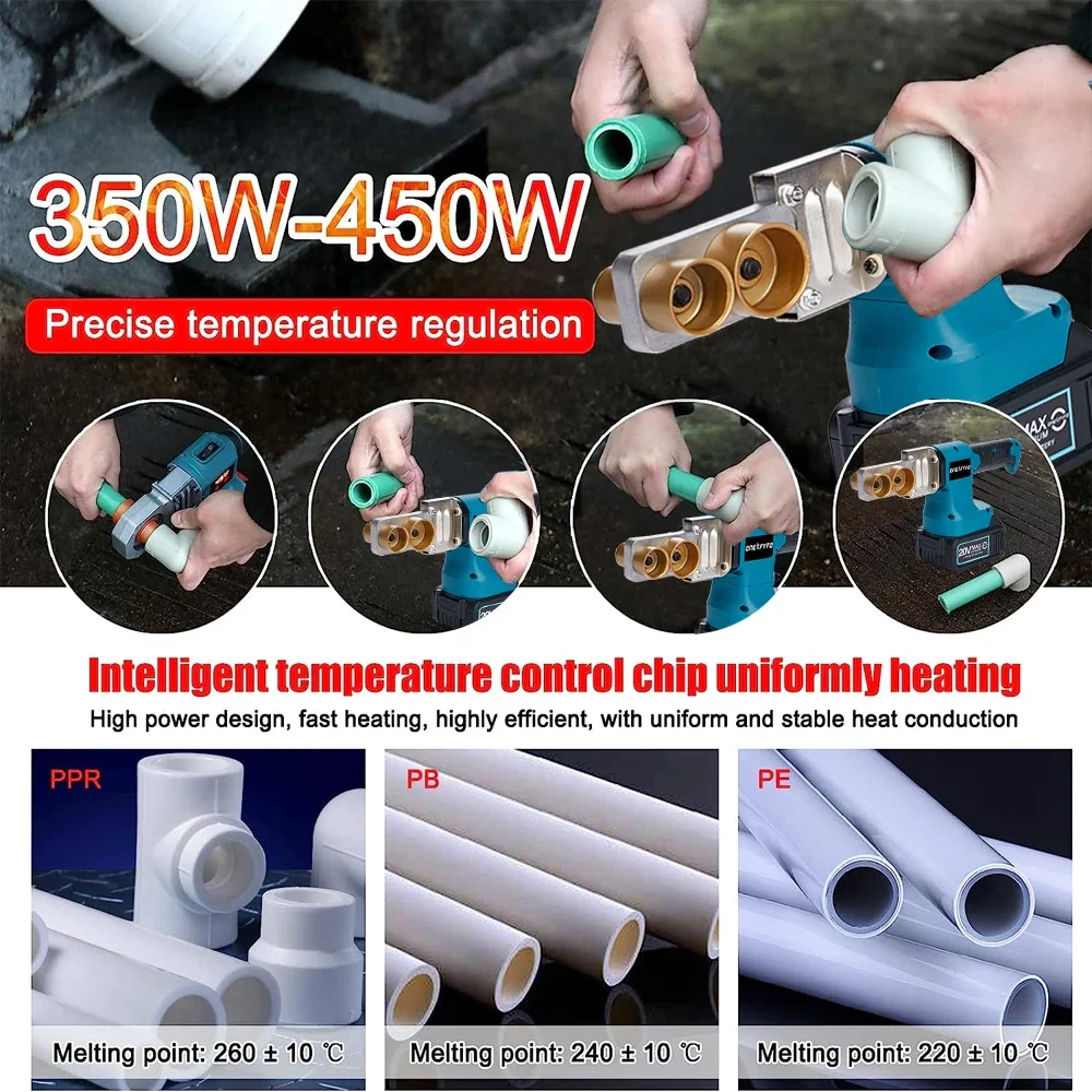 Cordless Electric Pipe Welding Machine Fuser PPR PE Soldering Iron Plastic Tube PP Heating Hot Melt Tools For Makita 18V Battery