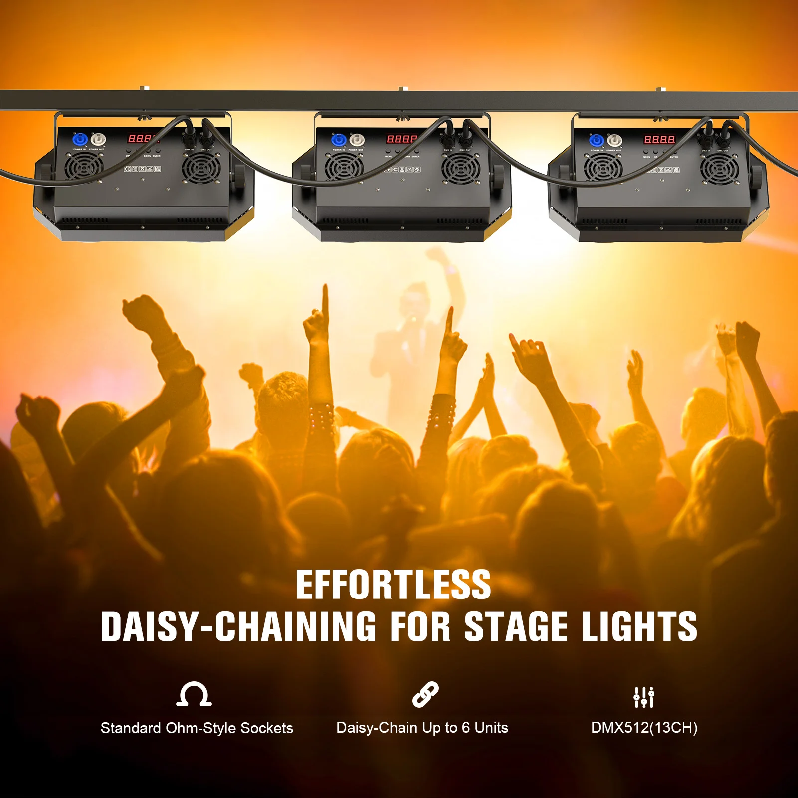 Fieryzeal 2PCS 200W COB LED Par Light 2x100W Bianco freddo e caldo 2IN1 RGB Luce per pubblico DMX Strobe Luce da palco per DJ Disco Party