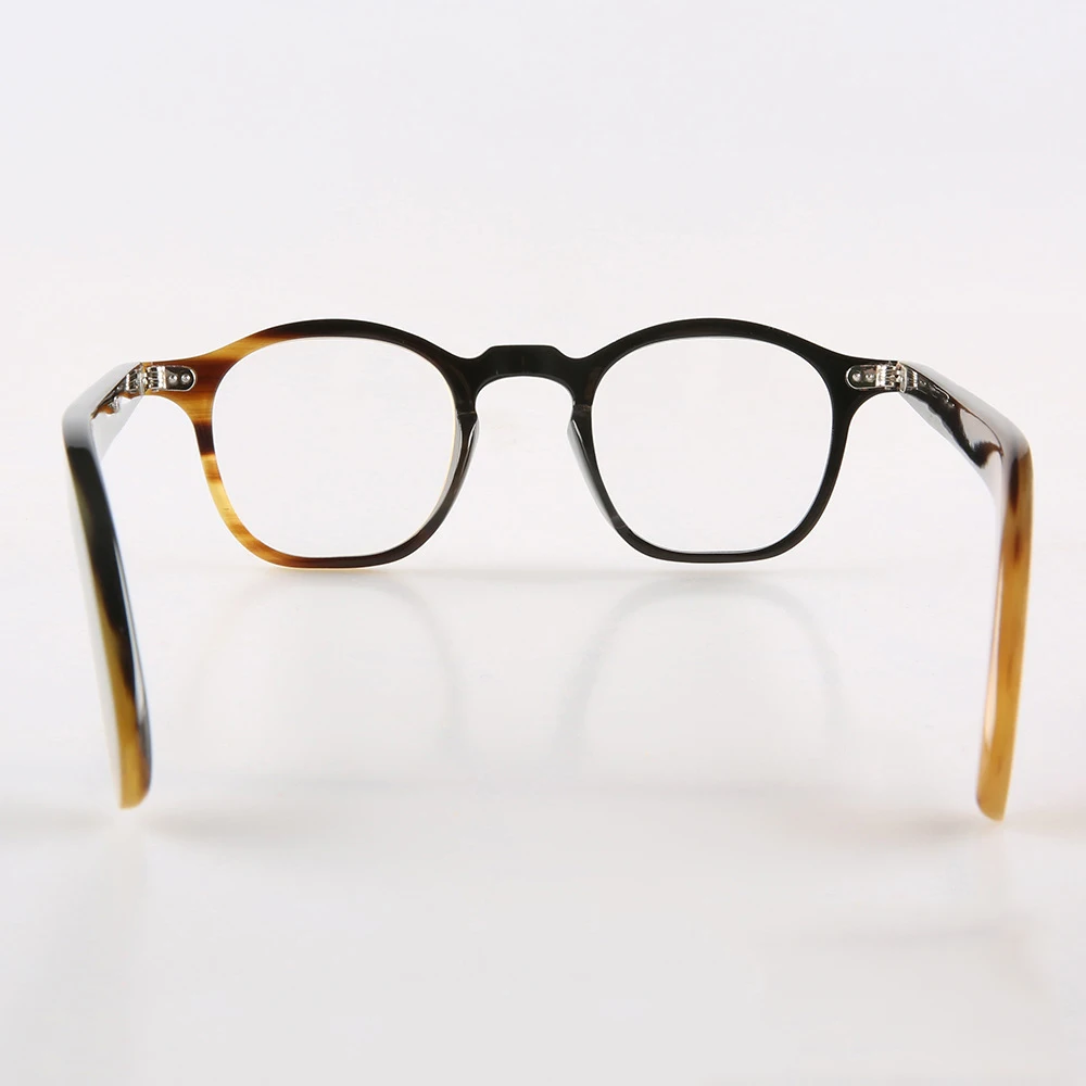 إطارات النظارات فريدة من نوعها مربع خمر العدسات البصرية الرجعية النظارات اليدوية القرن الطبيعي وصفة طبية رجل إطارات النظارات