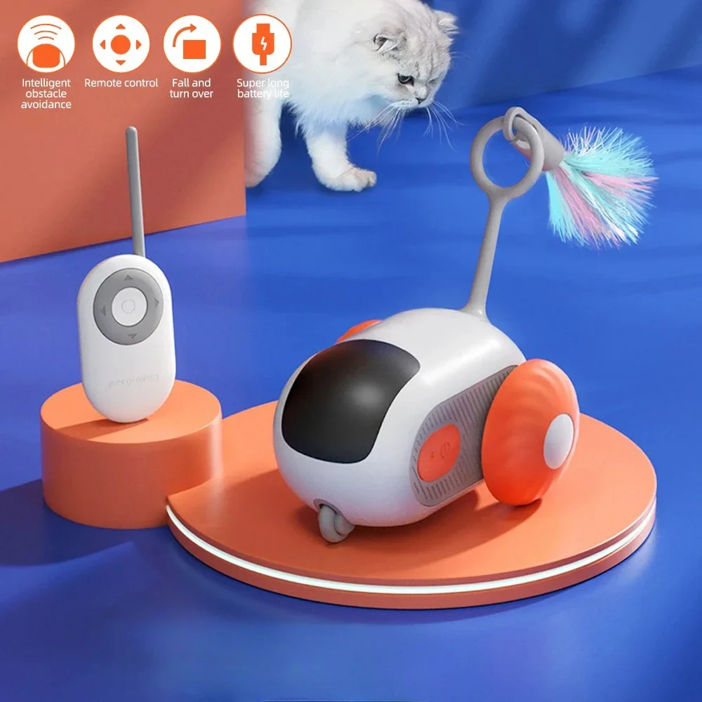 Remote Control Interactive Cats Car Toy USB Charging Automatic Mobile Cats Car Pet Supplies Accessories for Cats Products Toys