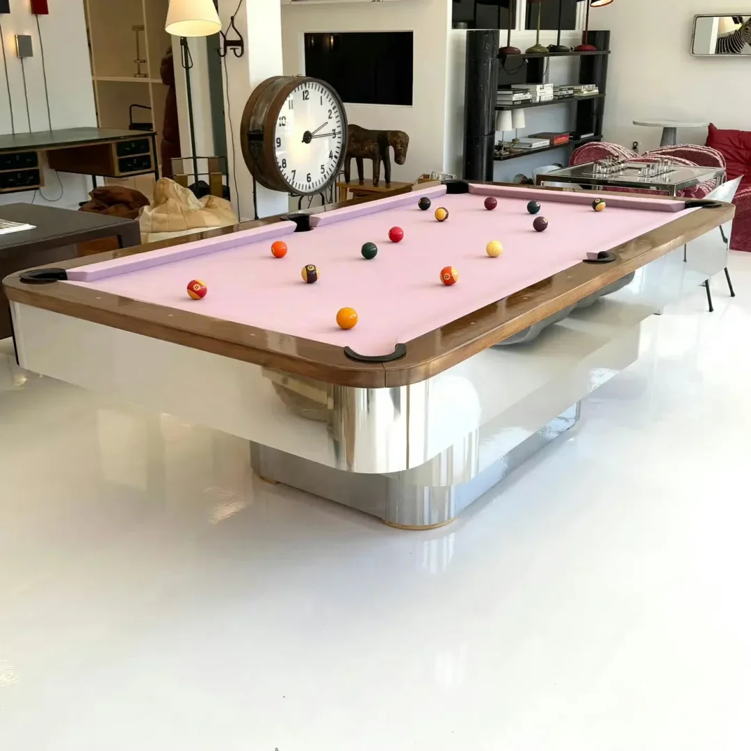 Luxury Wood Legs Pink Table Cloth Slates Steel Handrail Rubber Cushion 9 Ball American Billiard Table Excluding Freight