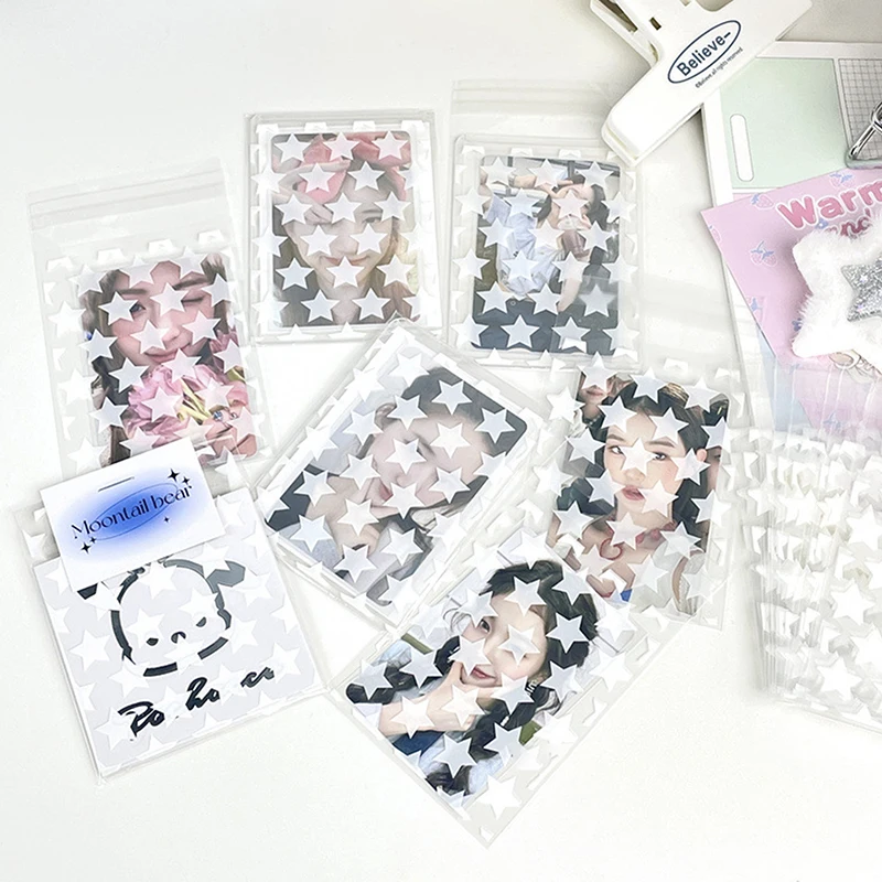 ถุงใสมีกาวในตัวรูปดาว50ชิ้น/แพ็คถุง OPP รูปไอดอลเคป็อปถุงเก็บของป้องกันการ์ดโฟโต้การ์ด