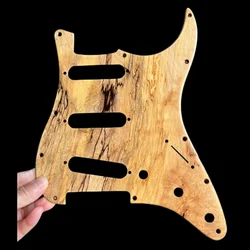 Sollid wood Spalted Maple hand made 11 Holes  3 Ply Electric GUITAR Pickguard Protective guitar